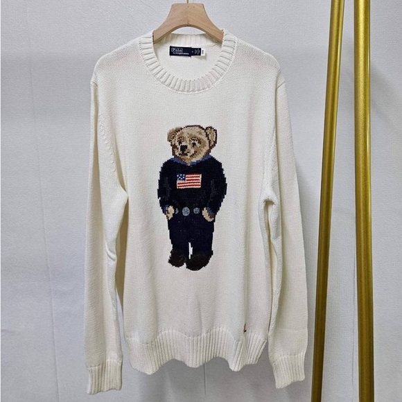 Polo by Ralph Lauren Men's Cream Sweater with Bear Motif - Picture 1 of 7